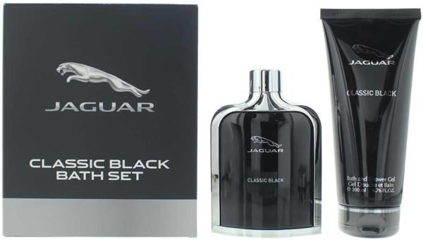aguar Classic Black by Jaguar for Men - 2 Pc Gift Set 3.4oz EDT Spray, 6.76oz Bath and Shower Gel